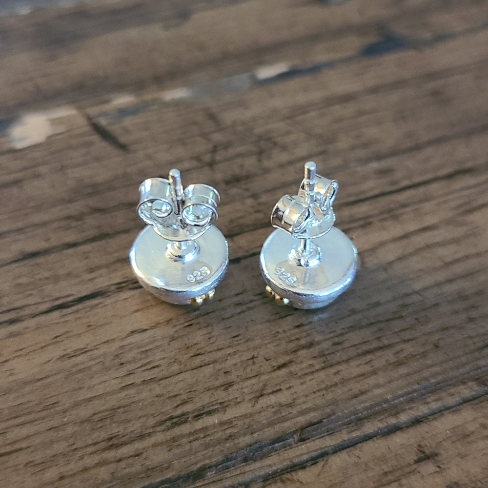 Sterling and Lapis post earrings - Picture 3 of 4